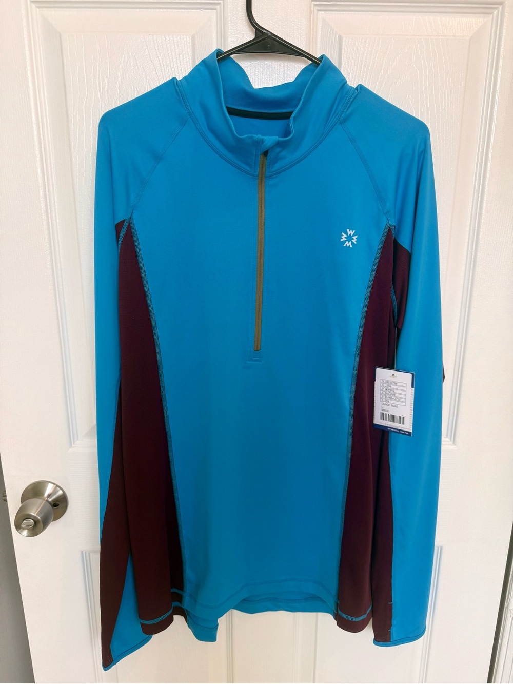 Without Walls Men's Blue and Maroon Half-Zip Performance Pullover